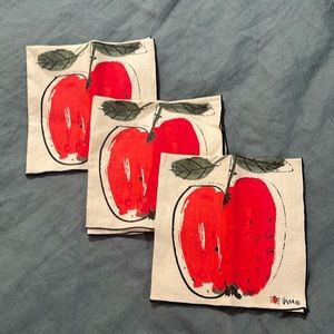Three Vintage Vera Neumann Apple Napkins & bonus Rose & Ladybug tea towel 🐞 🌹